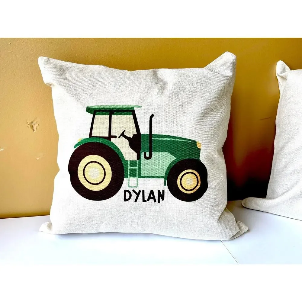Monster Trucks & Tractors personalized. 16 x 16 linen cover only